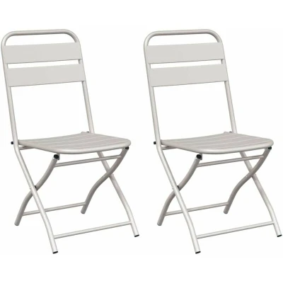 Image of vidaXL Folding Garden Chairs 2 pcs Beige 42x52x82 cm Powder coated Steel