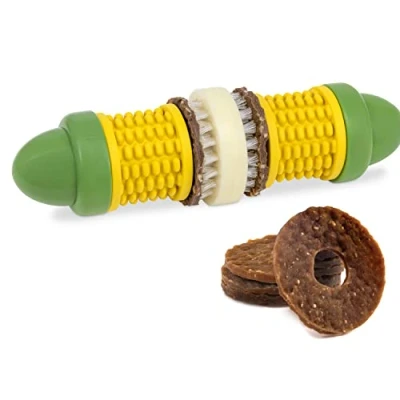 Image of PetSafe Treat Ring Holding Chew Toy, Corn BPA free Rubber Butter Scented Interactive Pet Puzzle for Boredom or Separation Anxiety Small to Large Dogs
