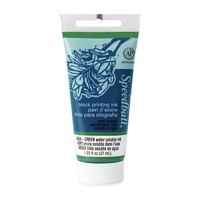 Image of Speedball Art Products Water Soluble Block Printing Ink, Green, 1.25oz