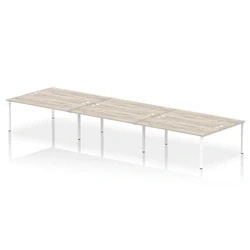 Image of Impulse Bench B2B 6 Person 1800 White Frame Office Desk Grey Oak