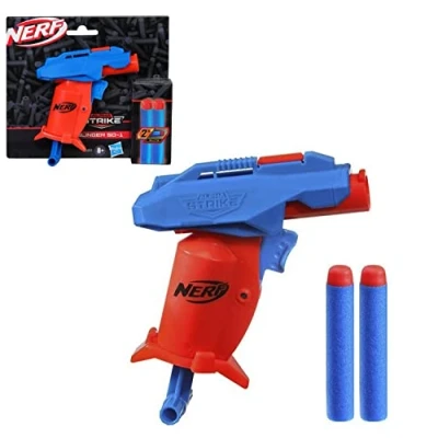 Image of NERF Alpha Strike Slinger SD 1 Single Shot Blaster and 2 Elite Foam Darts Reload, Tension, Fire, Multi