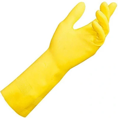 Image of Vital 124 Latex Protective Cleaning Gloves, Medical, Hospital, Household, Washing up, Dishwashing, Oven, Window and Floor Yellow Size 10 (XL) Reusable Safety Gloves (1 Pair)