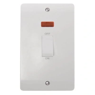Image of Click Mode 45 A 2 Gang Dp Switch with White Rocker and Neon CMA503