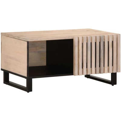 Image of vidaXL Coffee Table White 80x51x40 cm Solid Wood Mango