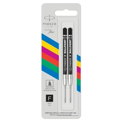 Image of Refill for Parker Pen Black Ink Fine Point 2 Pieces Supplied in Blister, Fino
