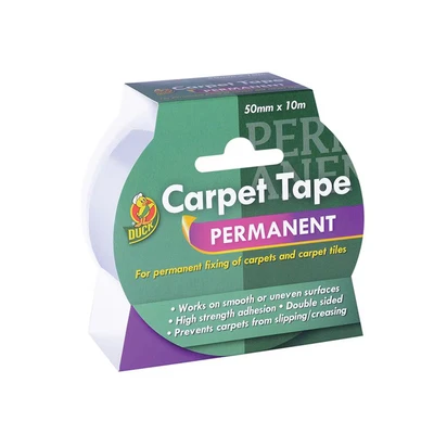 Image of Duck Double Sided Carpet Tape Heavy Duty, Extra Strong Rug for Vinyl Flooring, Gripper Wood Floors, Stop Sliding 50mm x 10m
