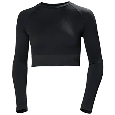 Image of Helly Hansen Women&#039;s W Allure Seamless Crop Ls Top Shirt, Black, XS