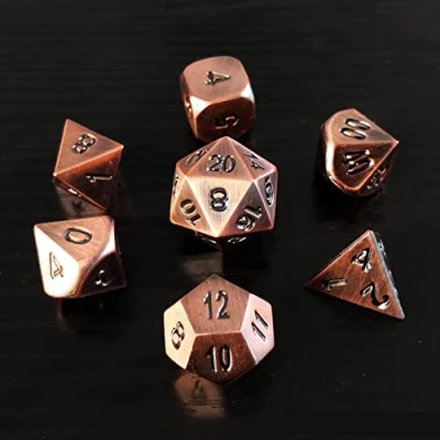 Image of Bescon Heavy Duty Old Bronze Solid Metal Dice Set, Ancient Metallic Polyhedral D&amp;D RPG Game 7pcs Set