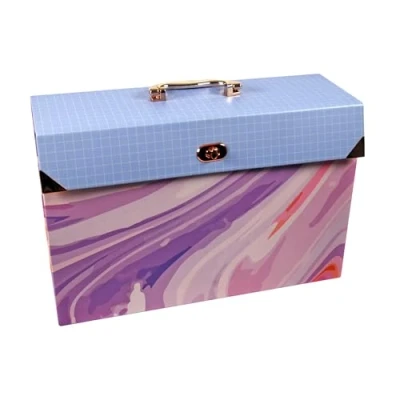 Image of Cathedral Products Purple Abstract 19 Pocket Expanding Box File with Rose Gold Coloured Accents Stylish Document Organiser A4 Size