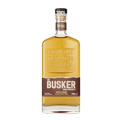 Image of The Busker Single Grain Irish Whiskey 70cl 44.3% vol Medium Body with Notes of Caramel, Slight Vanilla and Oak Gluten Free Made at Royal Distillery Enjoy Neat or Over Ice
