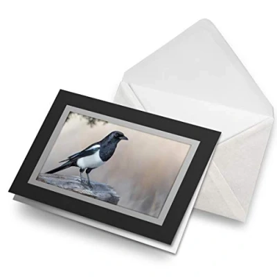 Image of Greeting Cards Black (Insert) Beautiful Magpie Bird Animals Birds Fun Blank Greetings Card Birthday Kids Party Boys Girls #8765