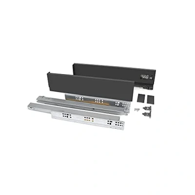 Image of Emuca Drawer kit for Kitchen or Bath Vertex, 40 kg (88 lb), Height 178 mm (7 inch), Depth 350mm (13,7 Soft Close, Steel, Anthracite Grey