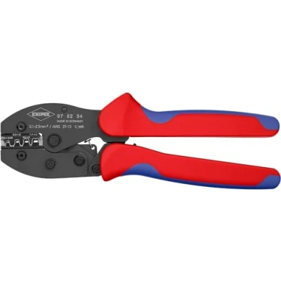 Image of Knipex PreciForce® Crimping Pliers burnished, with multi component grips 220 mm (self service card/blister) 97 52 34 SB