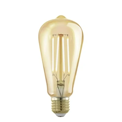 Image of EGLO Dimmable E27 LED bulb, golden vintage filament light piston shaped Edison lamp for retro lighting, 4 watt (equivalent to 28 watt), 300 lumen, warm white glow, 1700 Kelvin, ST64, Ø 2.5&quot;