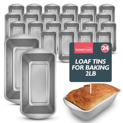 Image of 24pk Bulk Loaf Tins for Baking 2lb Tin 21 x 11 6.4cm Stainless Steel Non Stick Bread Pan &amp;