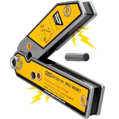 Image of Adjustable Angle Magnetic Welding Square, 6&quot;, 30 270, Inside/Outside Magnets, Setting Pin, Pull Force 33 Lbs, MLA600, Strong Hand Tools