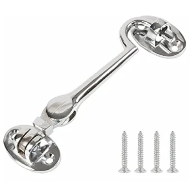 Image of SISI UK® Cabin Hook Polished Chrome from The Door Handle Store,Gate Latch, Hook, and Eye Gate Eye, Garden Catch (150mm)