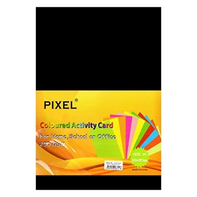 Image of Pixel® Colour Copy/Printing Card 25 Sheets for Home, School, Office or Arts &amp; Crafts (Black 250GSM Sheets)