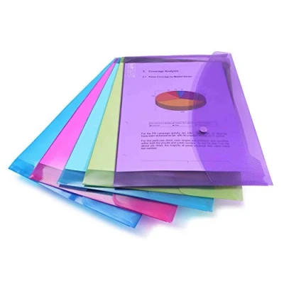 Image of Rapesco 0688 Popper Wallets, A4+ / Foolscap, Assorted Transparent Colours, Pack of 5