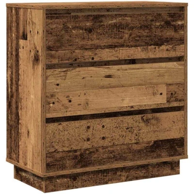 Image of vidaXL Bedside Cabinet with LED Old Wood 71x34,5x75 cm Engineered