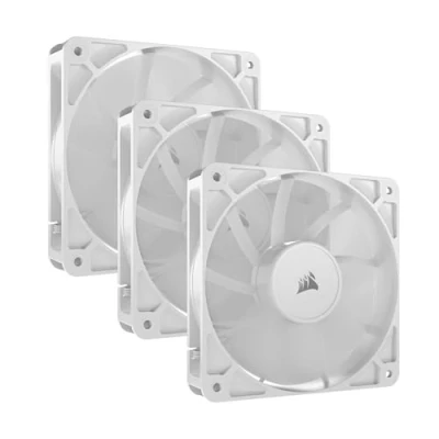 Image of Corsair RS120 120mm PWM Fans Daisy Chain Connection Low Noise Magnetic Dome Bearing Triple Pack White