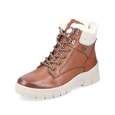 Image of Remonte Women Boots D0E71, Ladies Winter Boots,Removable Insole,Water Repellent,remonteTEX,Lined,Warm,Water Repellent,tex,Laced Boots,Braun Kombi,41 EU / 7.5 UK