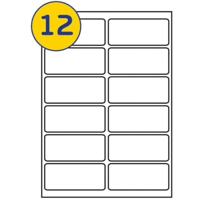 Image of LABELS4U 100 Sheets A4, 12 Labels per Sheet, Size 99 x 42.3mm (1200 Labels)