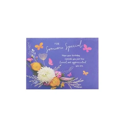 Image of UK Greetings Birthday Card for Her/Friend Blue &amp; Floral Design