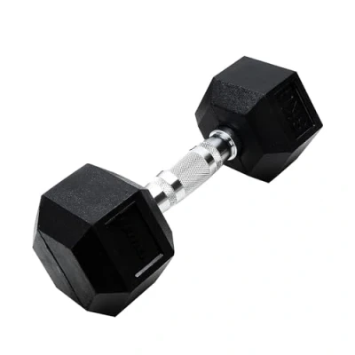 Image of Ab. Hexagonal Dumbbell of 8Kg (17.6LB) Includes 1 * Black Material : Iron with Rubber Coat Exercise, Fitness and Strength Training Weights at Home/Gym for Women Men