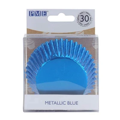 Image of PME Metallic Blue Foil Lined Cupcake Cases, 30 Pack