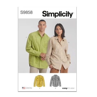 Image of SIMPLICITY SS9858A Unisex Shirts A (XS S M L XL XXL)