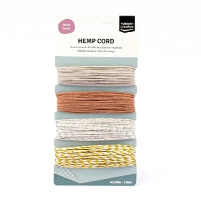 Image of Vaessen Creative Hemp Cord Christmas Assortment 4x10m, Multi Colour, 16.3x7.9x1 cm