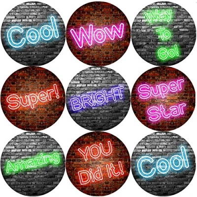 Image of 144 Neon Praise Words Reward Stickers 30mm in Size for Teacher, Parent,