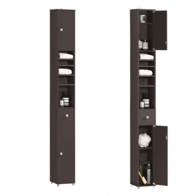 Image of SoBuy Bathroom Tall Cabinet Cupboard Storage Brown W20 x D20 H180cm BZR34 BR