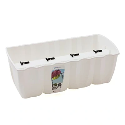 Image of 18 ltr White L size CROWN flower pot for railing, 3 sizes, 4 colours