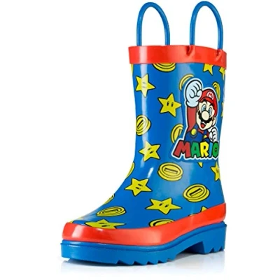 Image of Nintendo Kids Boys` Super Mario Character Printed Waterproof Easy On Handles Rubber Rain Boots Toddler/Little Multi Size: 11 Little Kid