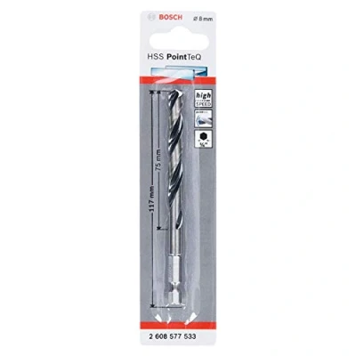 Image of Bosch Professional PointTeQ Hex Drill Bit (for Metal, Ø: 8.0 mm, Total Length: 117 ¼’’ Shank, Accessory for Impact Drivers and Drivers)