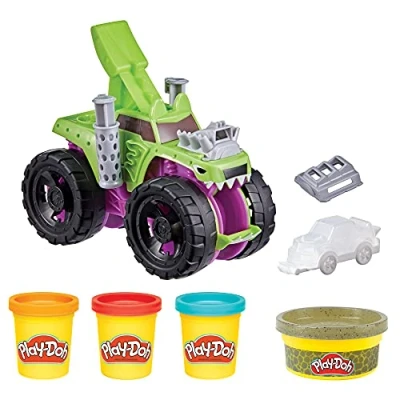 Image of Play Doh Wheels Chompin&#039; Monster Truck Toy with Car Accessory and 4 Colors