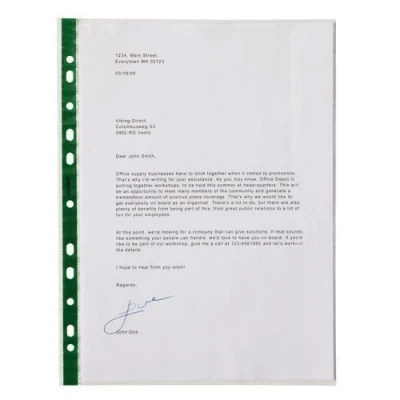 Image of KAV Heavy Duty Green A4 Punched Pockets Pack of 100 Clear Sleeves, 90 Micron Poly Pockets, Acid Free Folders, Wallets, Ring Binders Durable &amp; Reinforced Filing Portfolio for Documents