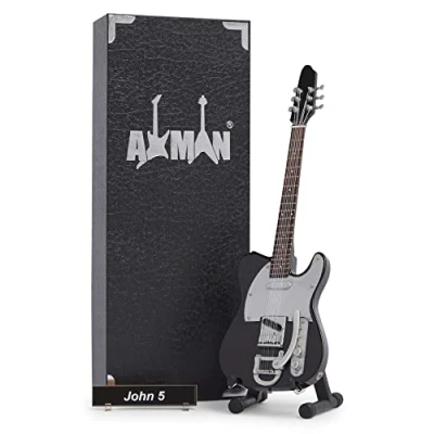 Image of John 5 Miniature Guitar Replica Music Gifts Handmade Ornamental 1/4 Scale Includes a Display Box, Name Tag and Stand