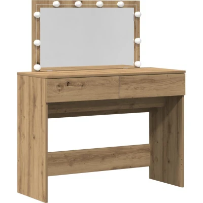 Image of vidaXL Dressing Table with LED Artisan Oak 100x40x120 cm