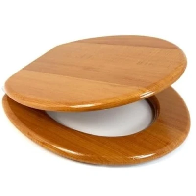 Image of 18&quot; Wooden Universal Bathroom Wc Toilet Seat Easy Fit with Fittings Inch Antique Wood Strong Quality Durable Long Lasting Clean Wipe Smooth Surface