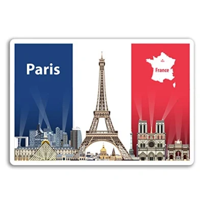 Image of 2 x 10cm Paris France Vinyl Stickers Flag Travel Sticker Laptop Luggage #17968 (10cm Wide)