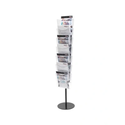 Image of Deflecto A4 Portrait Literature File Floor Stand 7 Shelves, Leaflet Holders, Holder, Letter Rack, Plastic Display