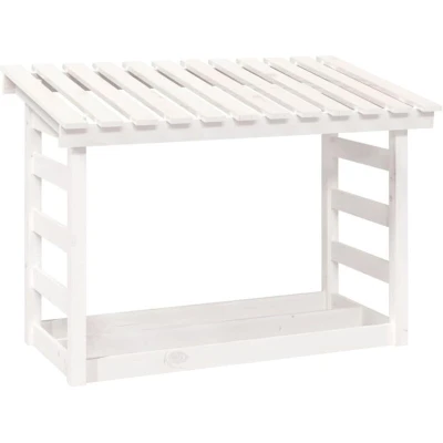 Image of vidaXL Firewood Rack White 108x64.5x78 cm Solid Wood Pine