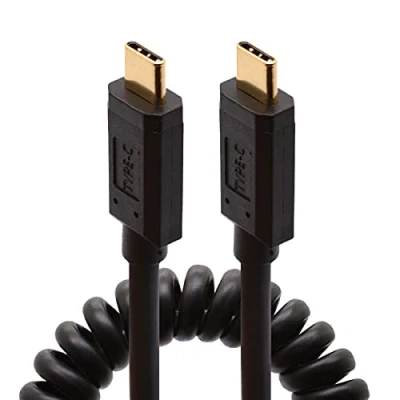 Image of Coiled USB C Cable Extension, Spring Spiral 3.1 Type Cord Male to Extension Charging &amp; Sync for Samsung S20+ S10 Note 10 Huawei Matebook Google Pixel etc (1.2 Meter/4 Feet)