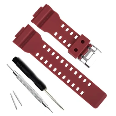 Image of Natural Resin Replacement Watch Band Strap for Casio Mens G Shock GD120/GA 100/GA 110/GA 100C (Red)