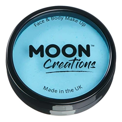 Image of Moon Creations Pro Face &amp; Body Makeup Light Blue 36g Professional Colour Paint Cake Pots For Painting Kids, Adults, Fancy Dress, Festivals, Halloween