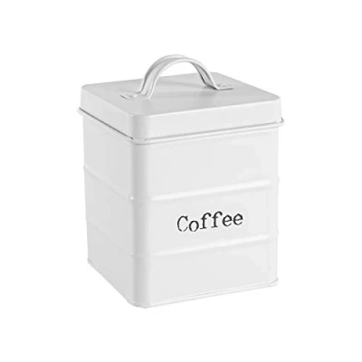 Image of White Vintage Metal Coffee Canister By Harbour Housewares