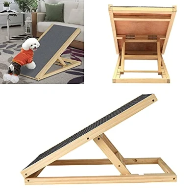 Image of EFAN Dog Ramp Folding Pet Car Ladder Height Adjustable with Non slip Carpet Safety Pets Ladder, Portable Solid Wooden for travel (L70xW35cm, H30 40cm)